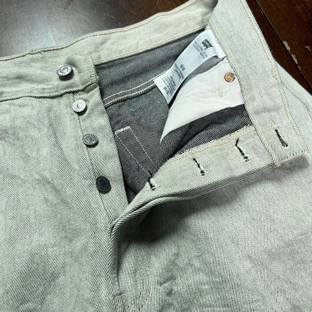 Levi's 501 Jeans Mens 36 (fits 34x31) Gray Button Fly Straight Fit Denim Pants‎